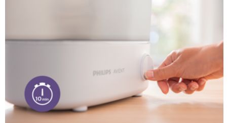 A sterilizing cycle lasts just 10 minutes