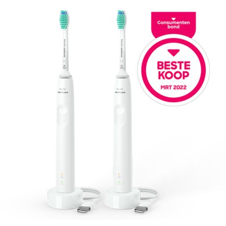 HX3675/13 Philips Sonicare 3100 series 2x Sonische, elektrische tandenborstels - Wit