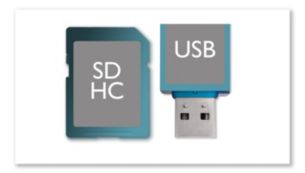 USB Direct et logements pour carte SDHC pour lecture de fichiers audio et vidéo