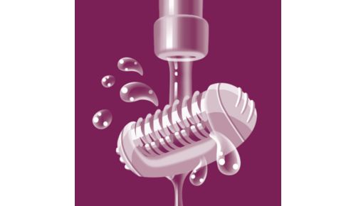 Abwaschbarer Epilierkopf für zusätzliche Hygiene und leichte Reinigung