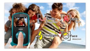 Flash, auto focus, face & smile detection