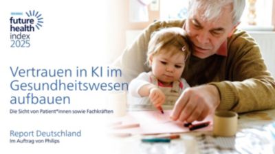Bericht „Future Health Index 2025“ mit Betreuungsperson und Kind