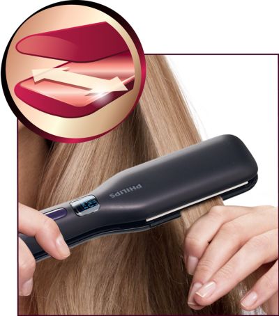 Extra wide plates for better results with thick or long hair