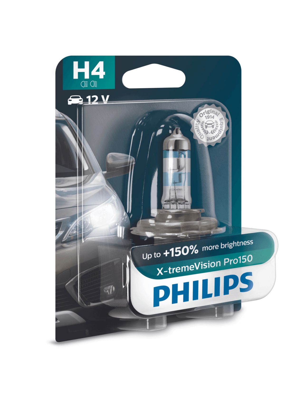 Philips H4 X-treme Vision Car Headlight Bulbs. 12v 55w.