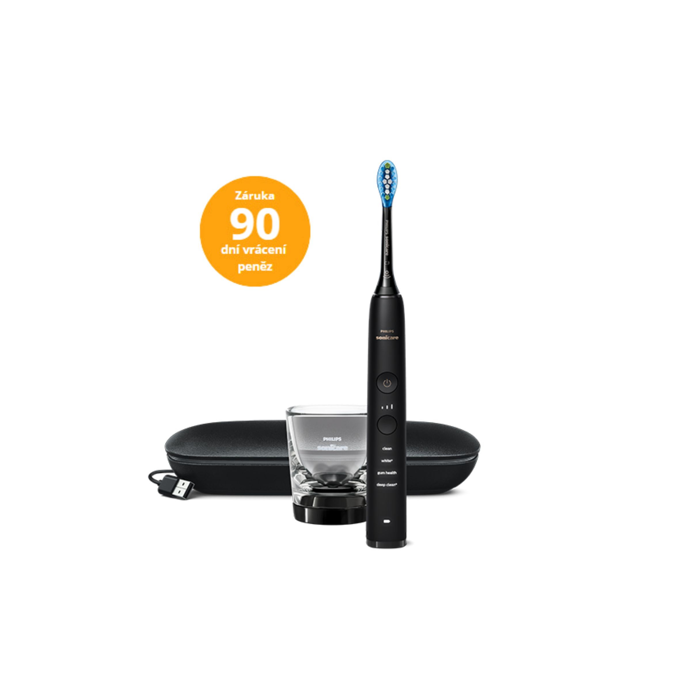 Sonicare Philips 9000 DiamondClean - Sonický Kartáček S Aplikací A Nabíjecí Skleničkou - HX9911/09