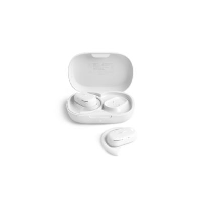Earbud open-ear. Dapat disesuaikan dengan empat cara.