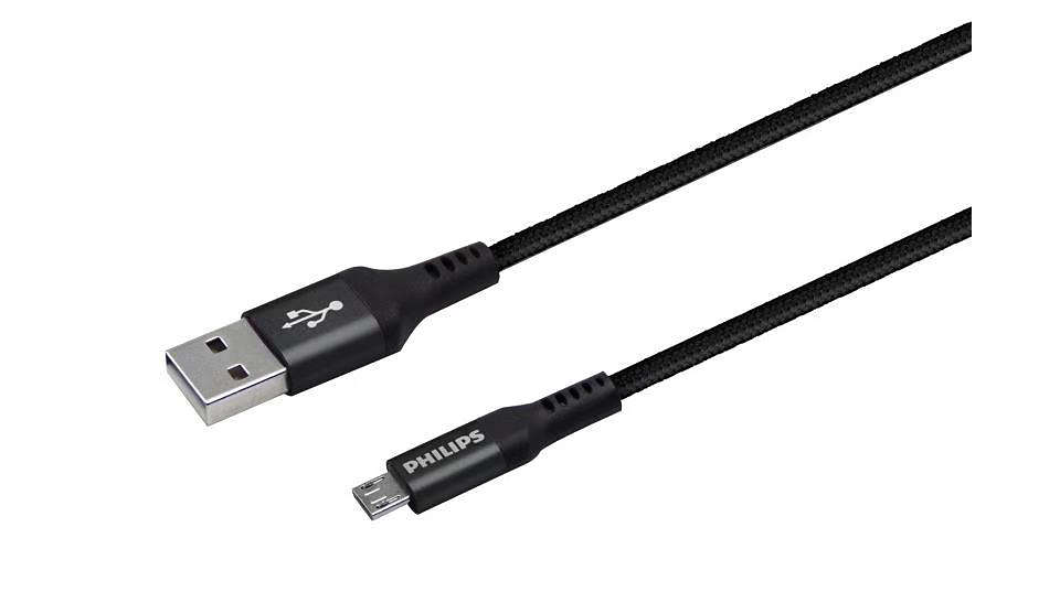 Kiváló minőségű, szövet borítású USB-A – Micro USB kábel