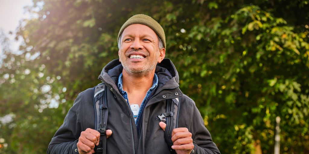 A man hiking with Epatch