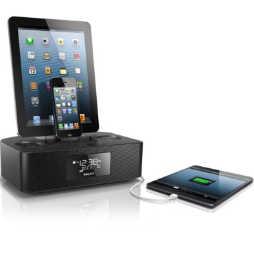 AJ7260D Dual dock triple charging clock radio