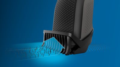 Trims evenly and captures low-lying hairs