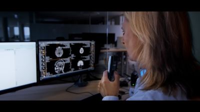 Radiology professional reviewing imaging with remote support
