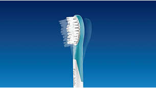 Rubberised brush head is designed to protect young teeth