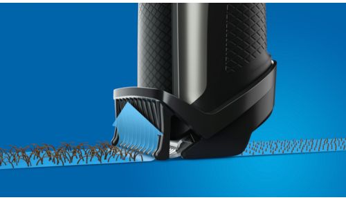 Trims evenly and captures low-lying hairs