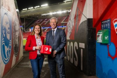 Demonstratie van de voorbereiding op noodsituaties in het stadion