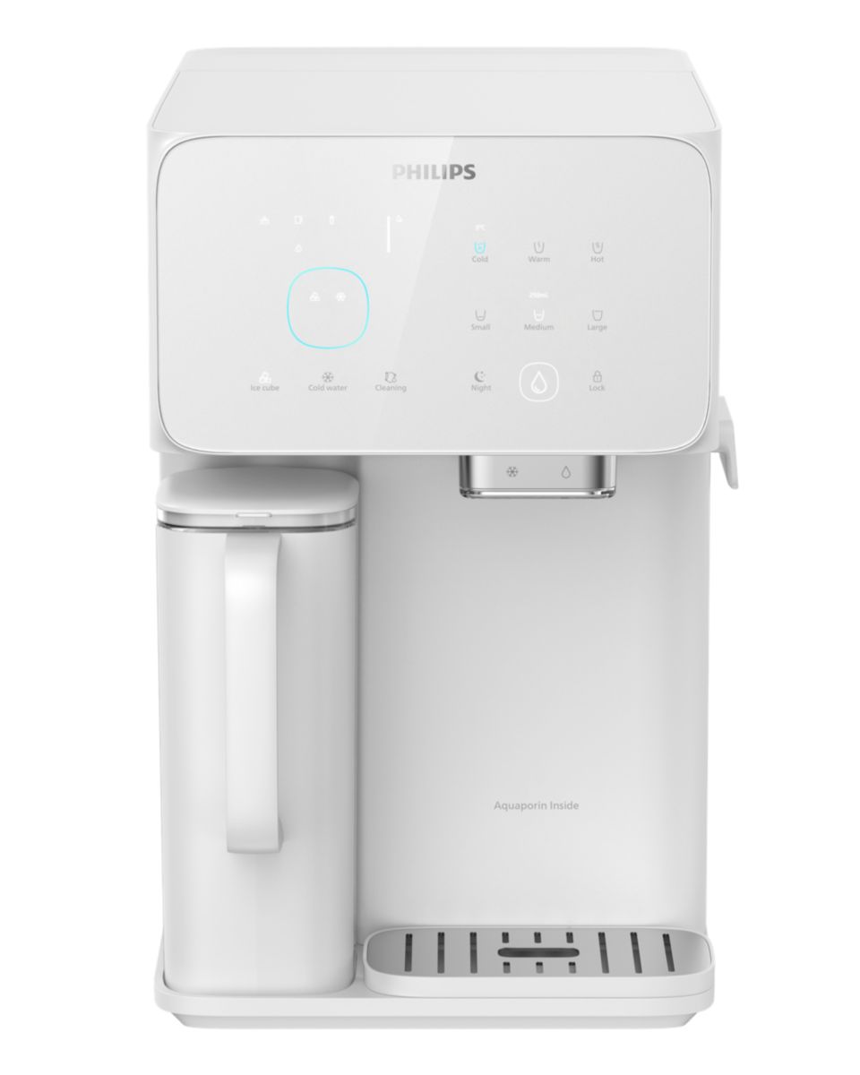 Purified ice cubes, chilled water, boiling water
