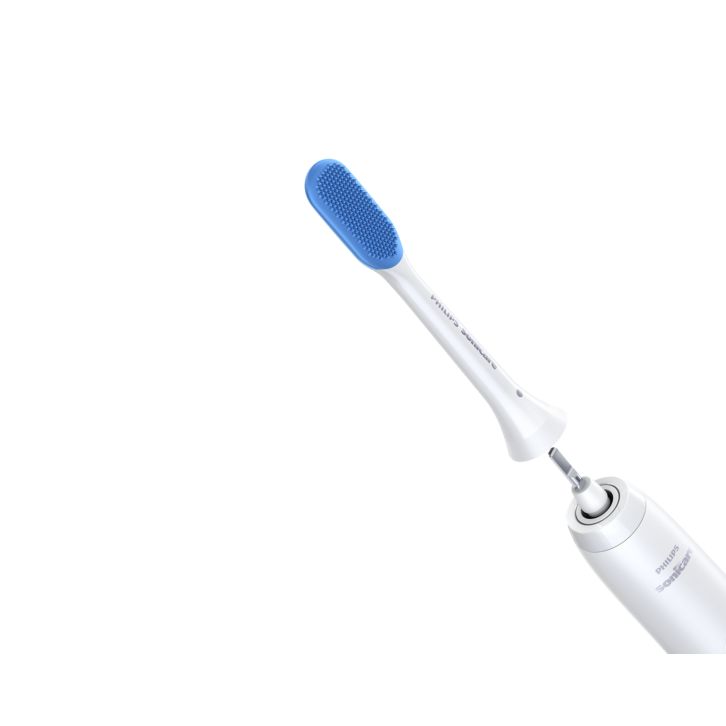 Click-on tongue brush