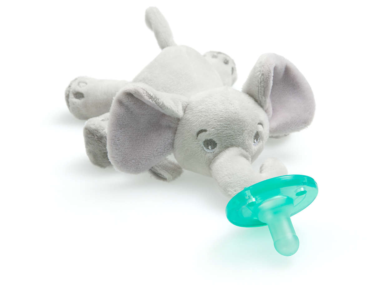 New Plush Toy Stuffed Animal Gray Elephant Soothing Baby Pacifier 