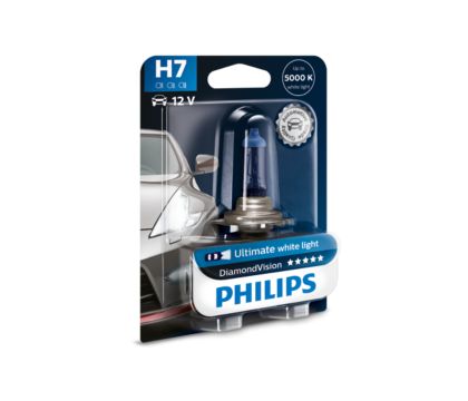 Philips Diamond Vision 5000K Whiter H7 Car Headlight Bulbs (Twin