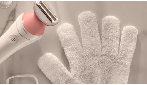 Eksfolieringshandske, der hjælper med at forebygge indgroede hår