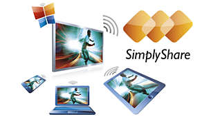 Med SimplyShare kan du nyte bilder, musikk og filmer på TVen