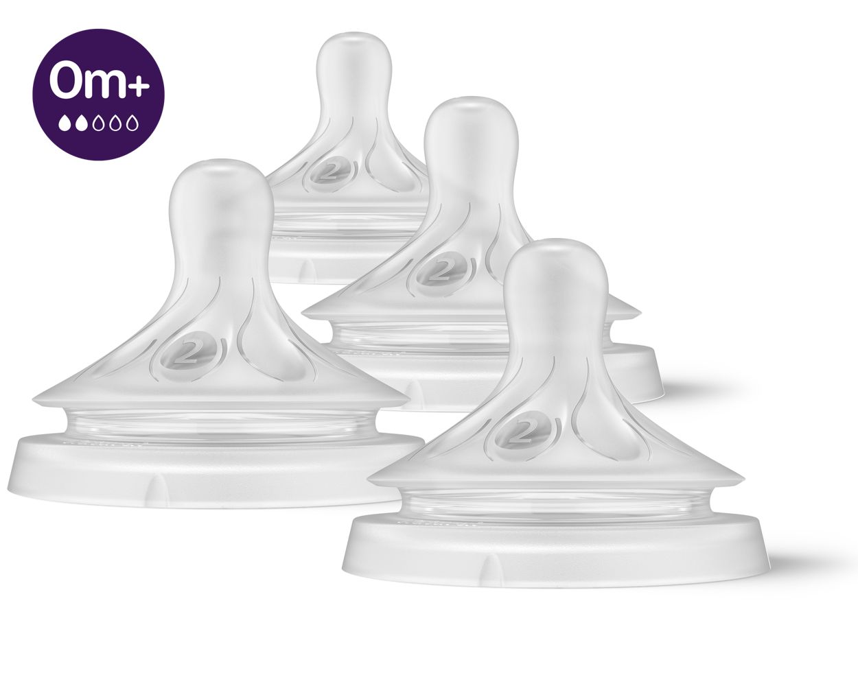 NEW Philips Avent Natural Baby Newborn Flow Bottle Nipples 0m+/2 Nipples