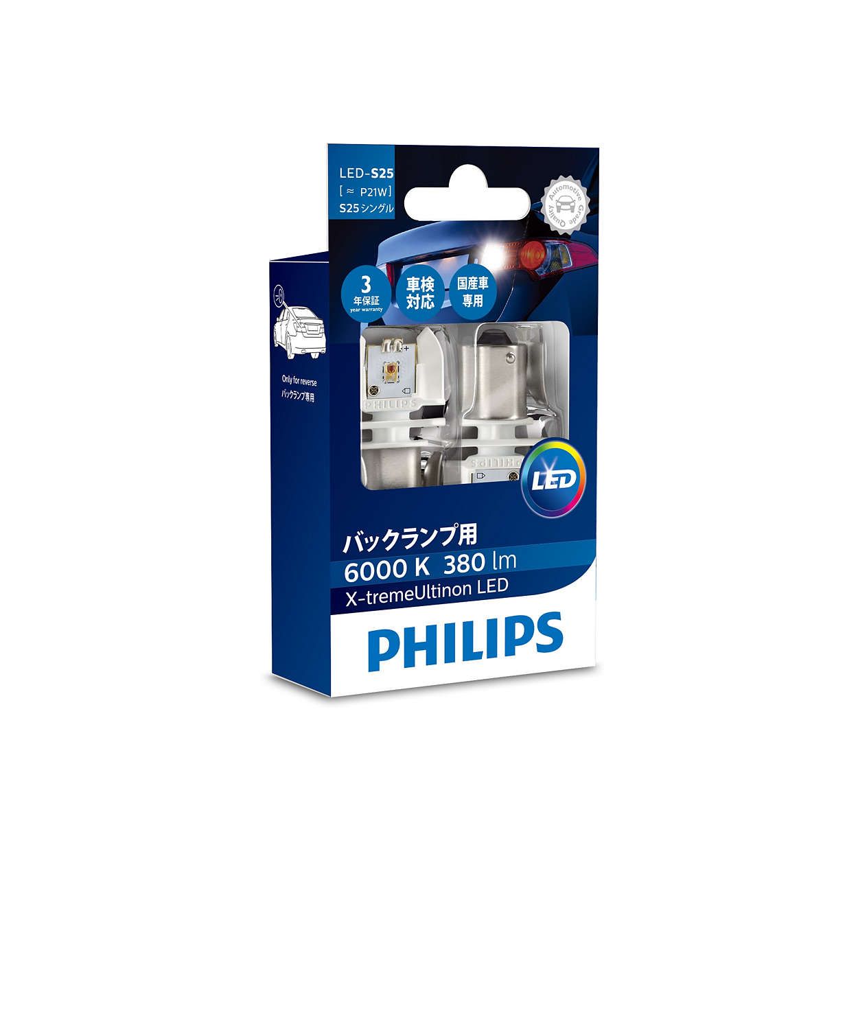 2x Philips Ultinon PRO6000 Red P21W LED bulbs - BA15S
