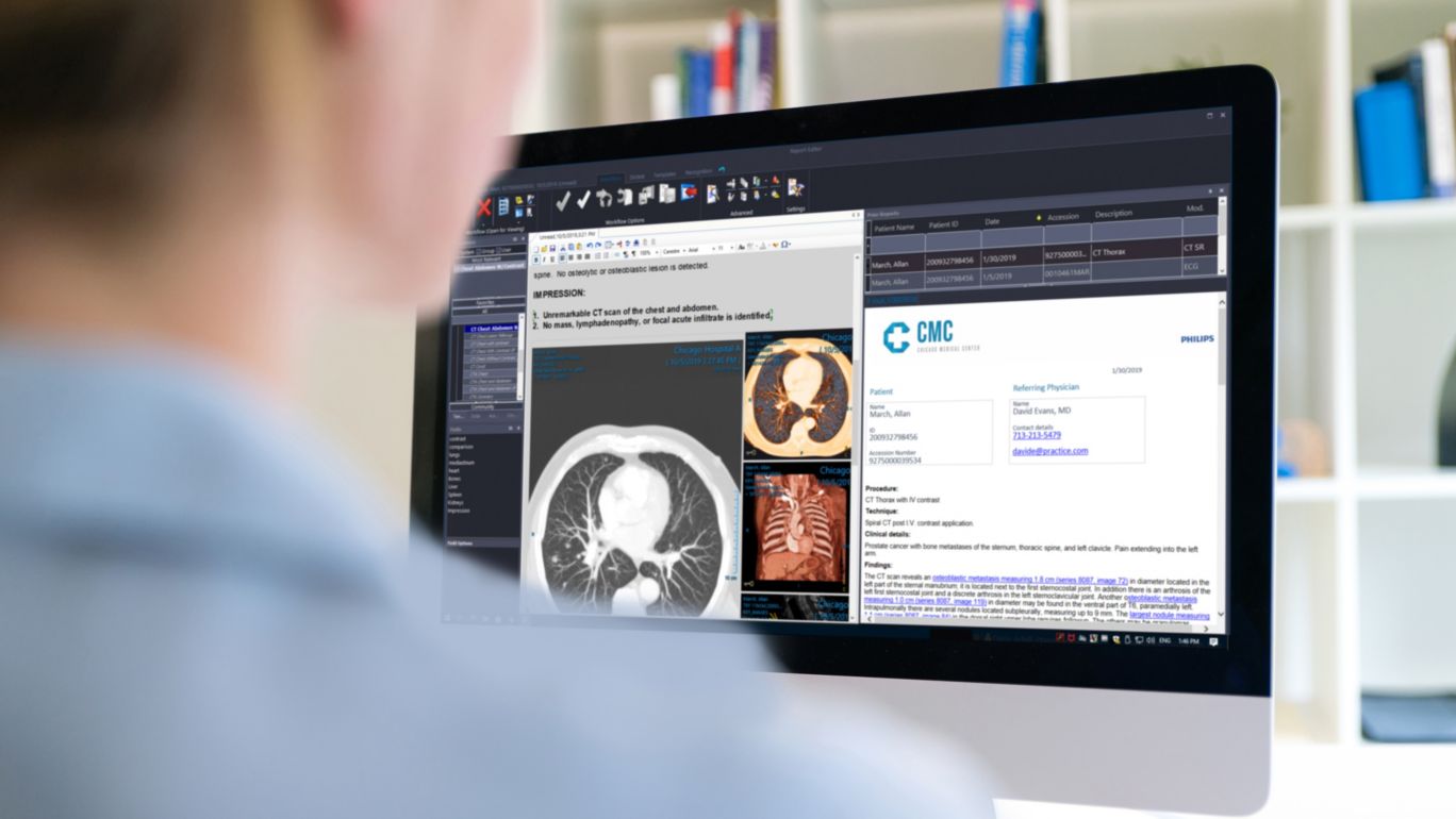 Radiologist checks reports
