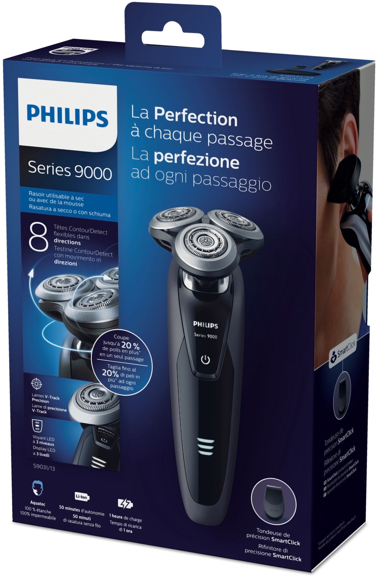 Philips S9031/13 - Afeitadora eléctrica rotativa para hombre, color negro