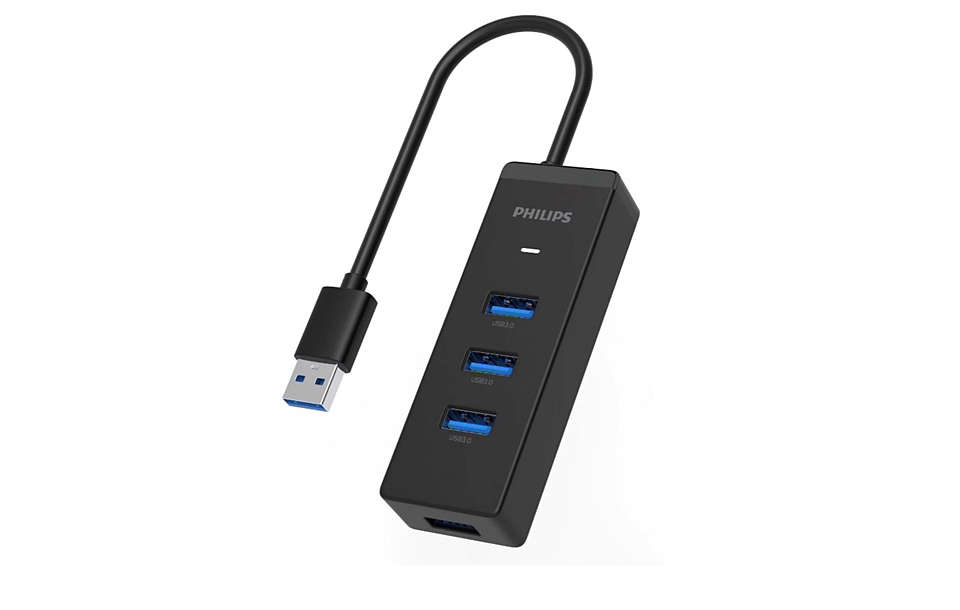 USB-A 插座集线器扩展到 5 端口迷你集线器。