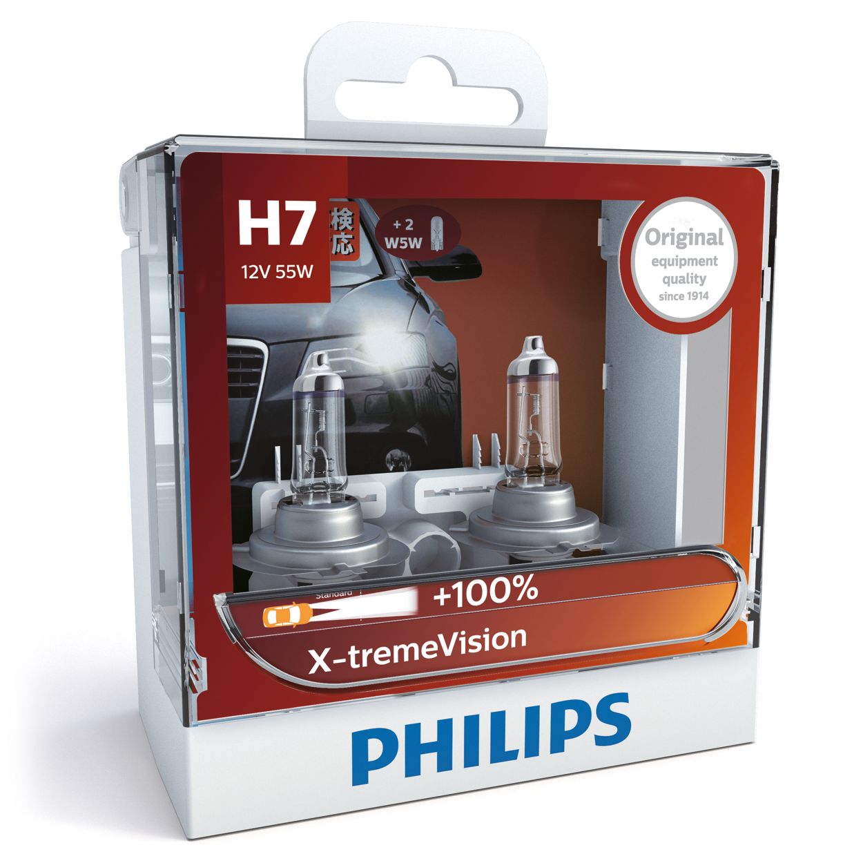  Philips Automotive Lighting H7 X-tremeVision Upgrade Headlight  Bulb with up to 100% More Vision, 2 Pack, white (12972XVB2) : Automotive