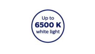 Température de couleur de 6 500 K pour une lumière blanche éclatante