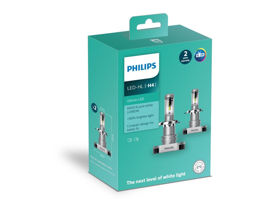 Approved H4 LED Bulbs Philips Ultinon Pro6000 +230%