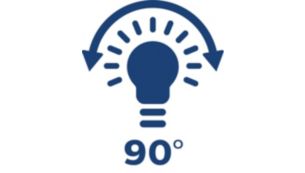 細部も見逃さない 90°のワイドな照射面