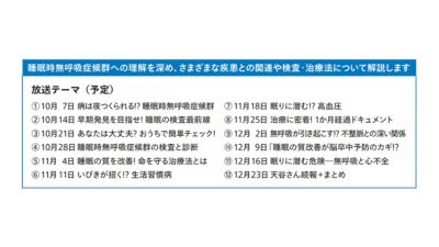 睡眠時無呼吸 テレビ特集放送スケジュール