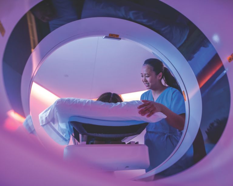 CT technologist and patient