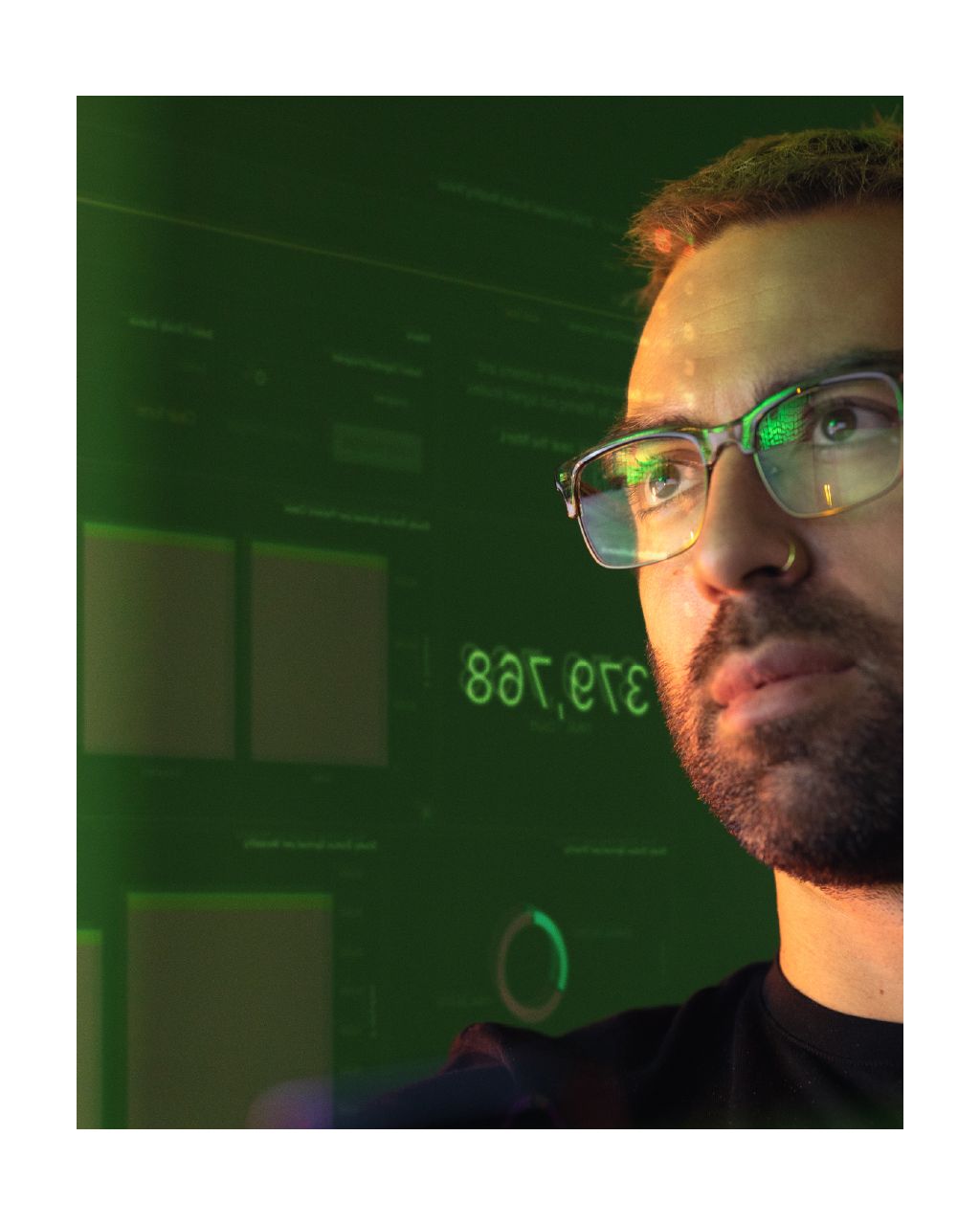 Professional reviewing screens.