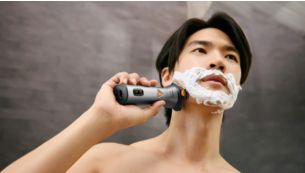 Wet and dry shaving at the sink or in the shower