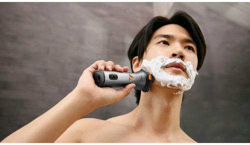 Wet and dry shaving at the sink or in the shower