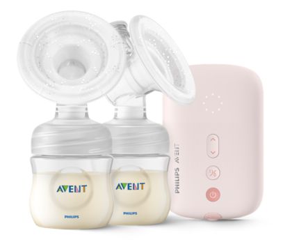 Double electric breast pump and nipples Philips Avent