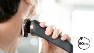 Up to 60 minutes of cordless shaving with a 1-hour charge