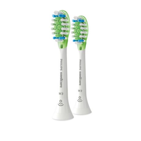 HX9062/67 Philips Sonicare W3 Premium White رأسا فرشاة أسنان قياسيان مع تقنية الاهتزازات الصوتية