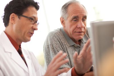 Sleep apnea patient with doctor