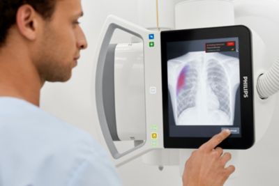 Clinician reviewing an x-ray image