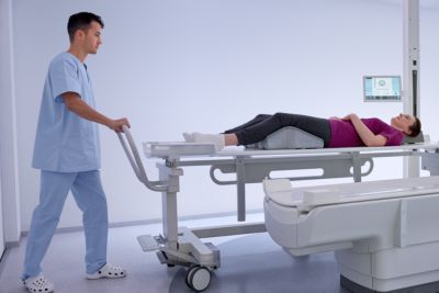 Patient positioned for radiotherapy planning using Philips Ingenia MR RT system