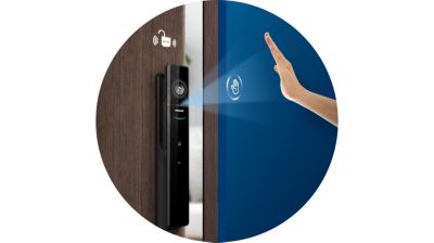With a touch-free palm scan