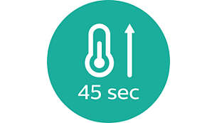 Snelle opwarmtijd, binnen 45 seconden klaar voor gebruik