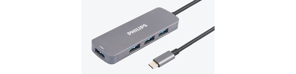 USB-C 插座集线器扩展到 4 端口迷你集线器。