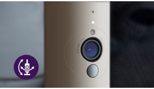 Rotación manual de la cámara para una vista completa de la habitación del bebé