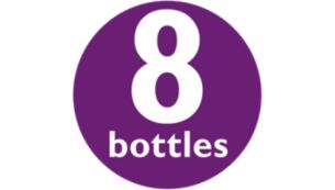 Voor flessen van alle formaten: 8 flessen, pomp en fopspenen