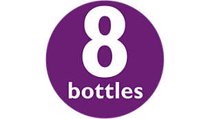 Passer flasker i alle størrelser: åtte flasker, pumpe og smokker